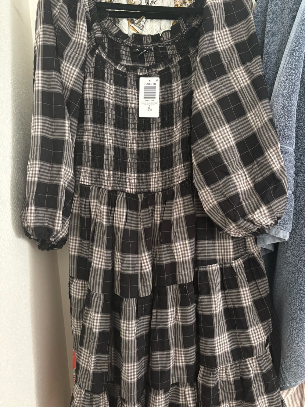 torrid Black and White Plaid Tiered Dress